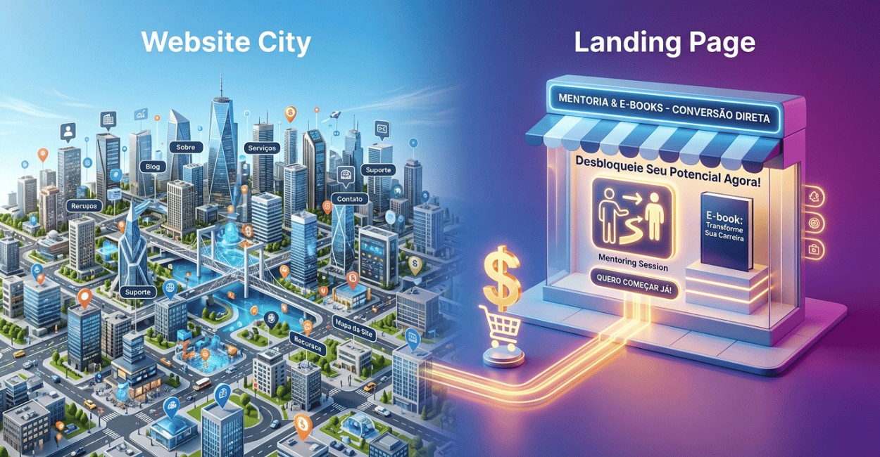 Diferença landing page e site