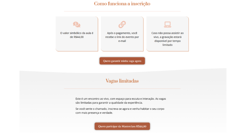 Landing Page para Webinar: Como criei uma página para aumentar inscrições em uma Masterclass 4 Landing Page para Webinar