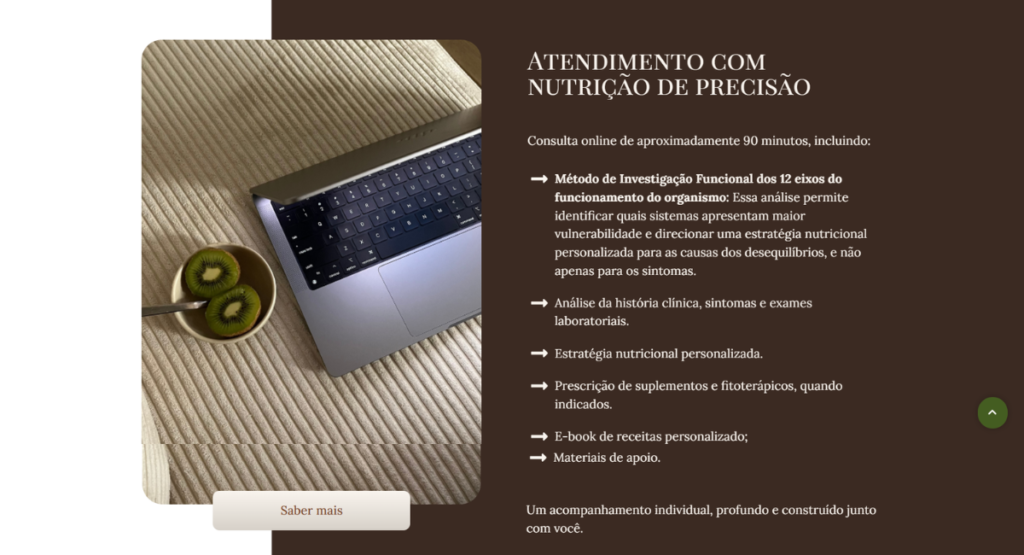landing page para nutricionista